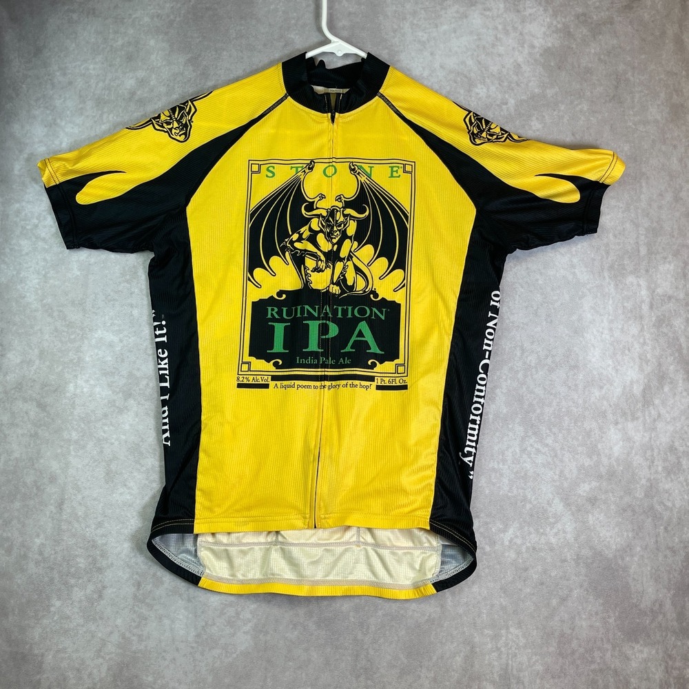 Canari Jersey Mens Medium Stone Ruination IPA Yellow Full Zip Performance